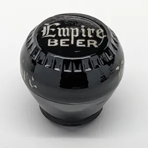 GLASS BALL TAP KNOB HANDLE BECHAUD'S EMPIRE BEER FOND DU LAC WISCONSIN (NEWMAN)
