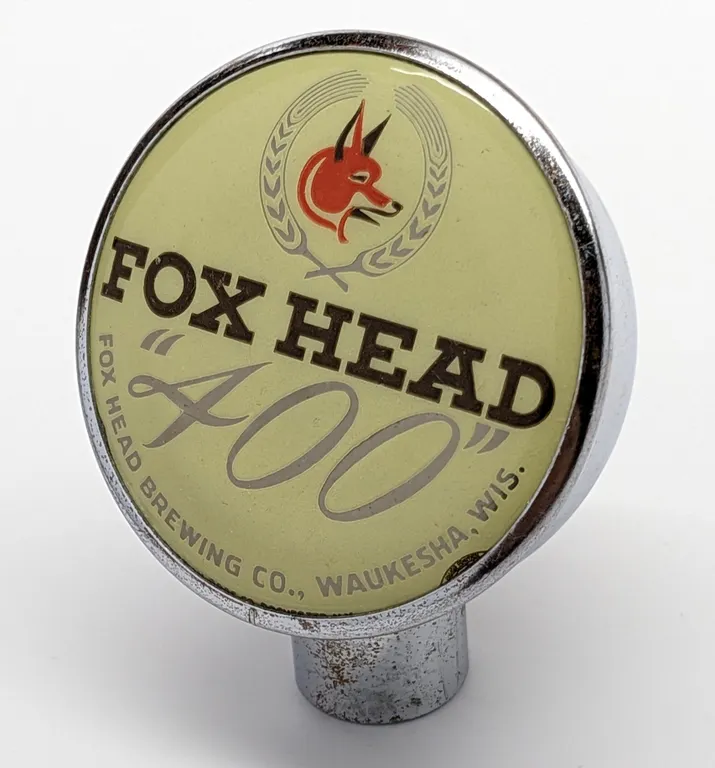 BALL TAP KNOB HANDLE FOX HEAD 400 BEER WAUKESHA WISCONSIN (TIN CAN STYLE)