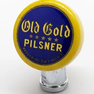 BALL TAP KNOB HANDLE OLD GOLD PILSENER BEER REEDSBURG WISCONSIN (GEN PRODUCTS)