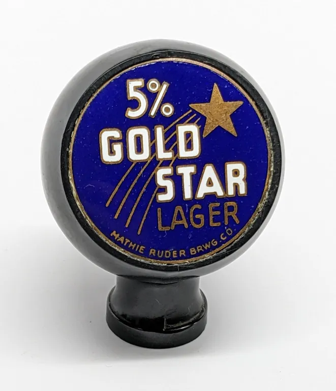BALL TAP KNOB HANDLE 5% GOLD STAR LAGER BEER MATHIE RUDER WAUSAU WISCONSIN
