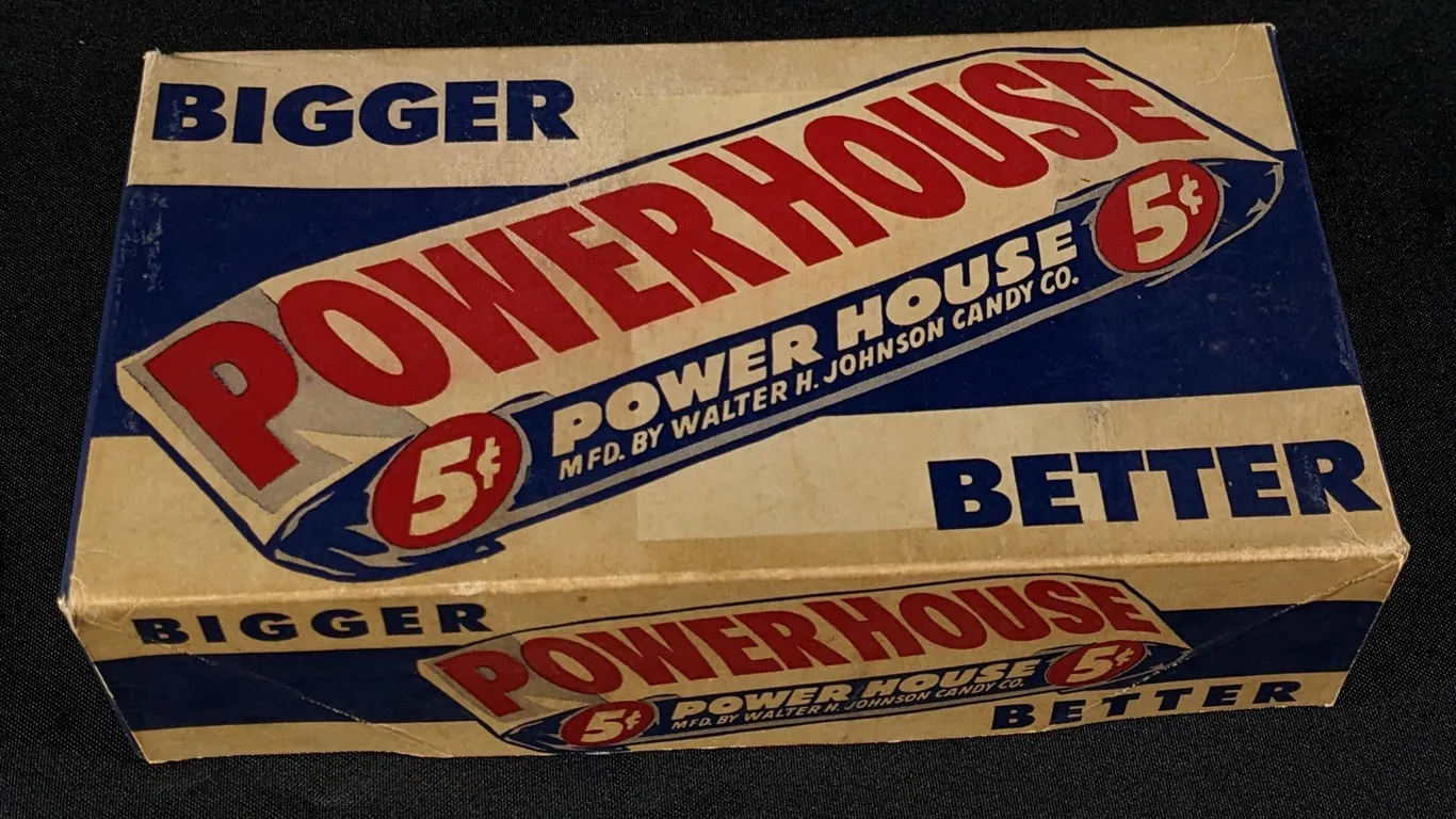 WALTER JOHNSON CANDY CO CHICAGO POWER HOUSE 5¢ CANDY BAR BOX