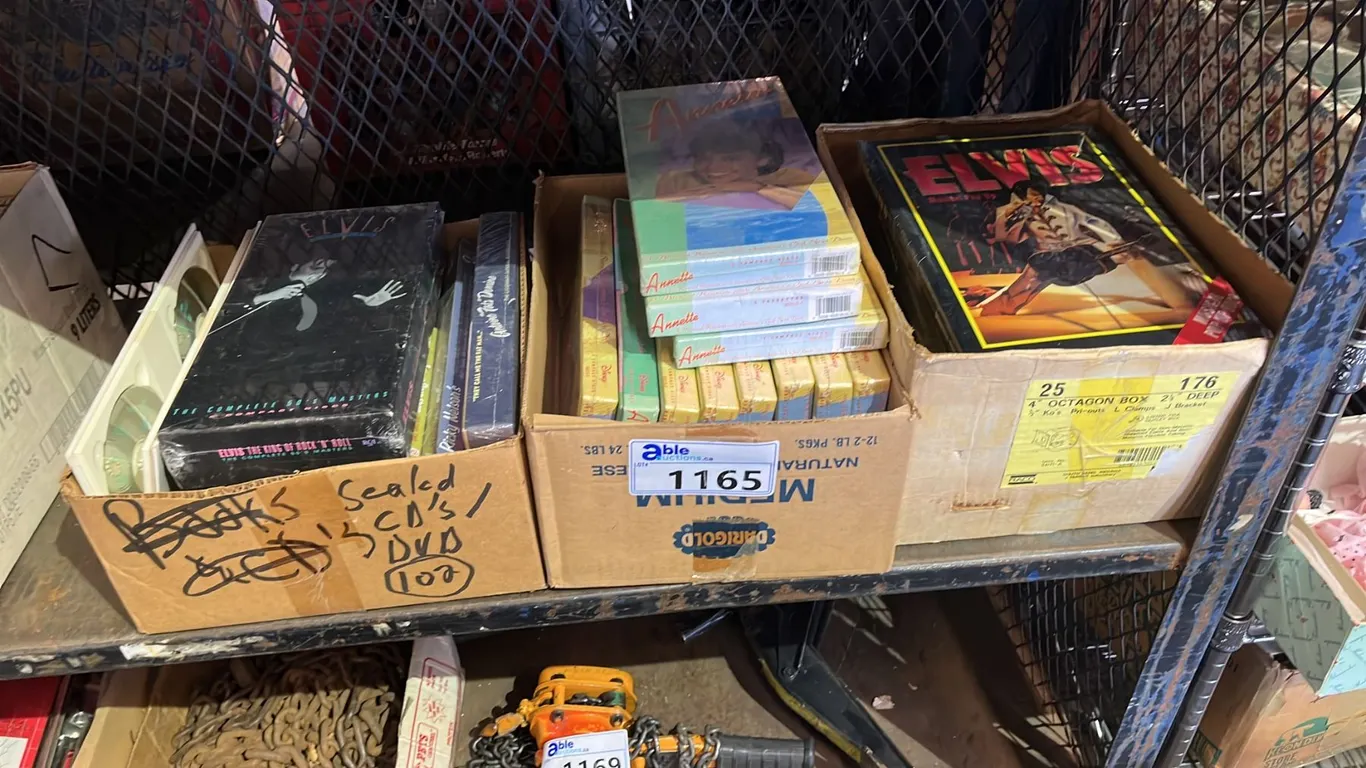 (3) BOXES OF ASSORTED CASSETTES, ELVIS MUSICAL POP UP AND CDS