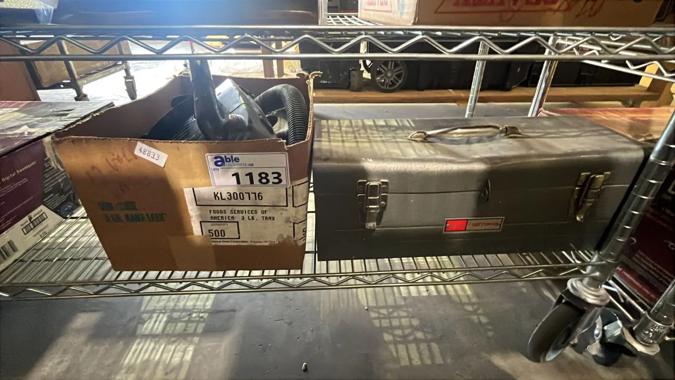 TURBO VAC PORTABLE VACUUM AND METAL TOOL BOX
