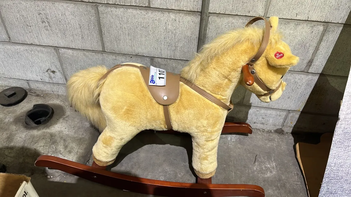 VINTAGE CHRISHA PLAYFUL PLUSH ROCKING HORSE