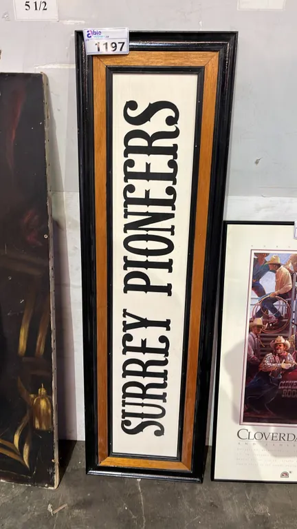 WOOD SURREY PIONEERS SIGN: 14" X 48"