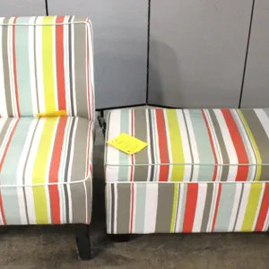 Upholstered Chair with Ottoman