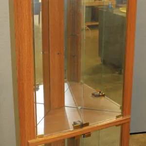 Wood and Glass Corner Curio Display Cabinet