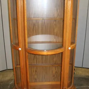 Wooden Curio Cabinet with Glass Doors and Shelves
