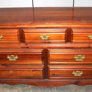 Broyhill Wood Dresser with Brass Handles
