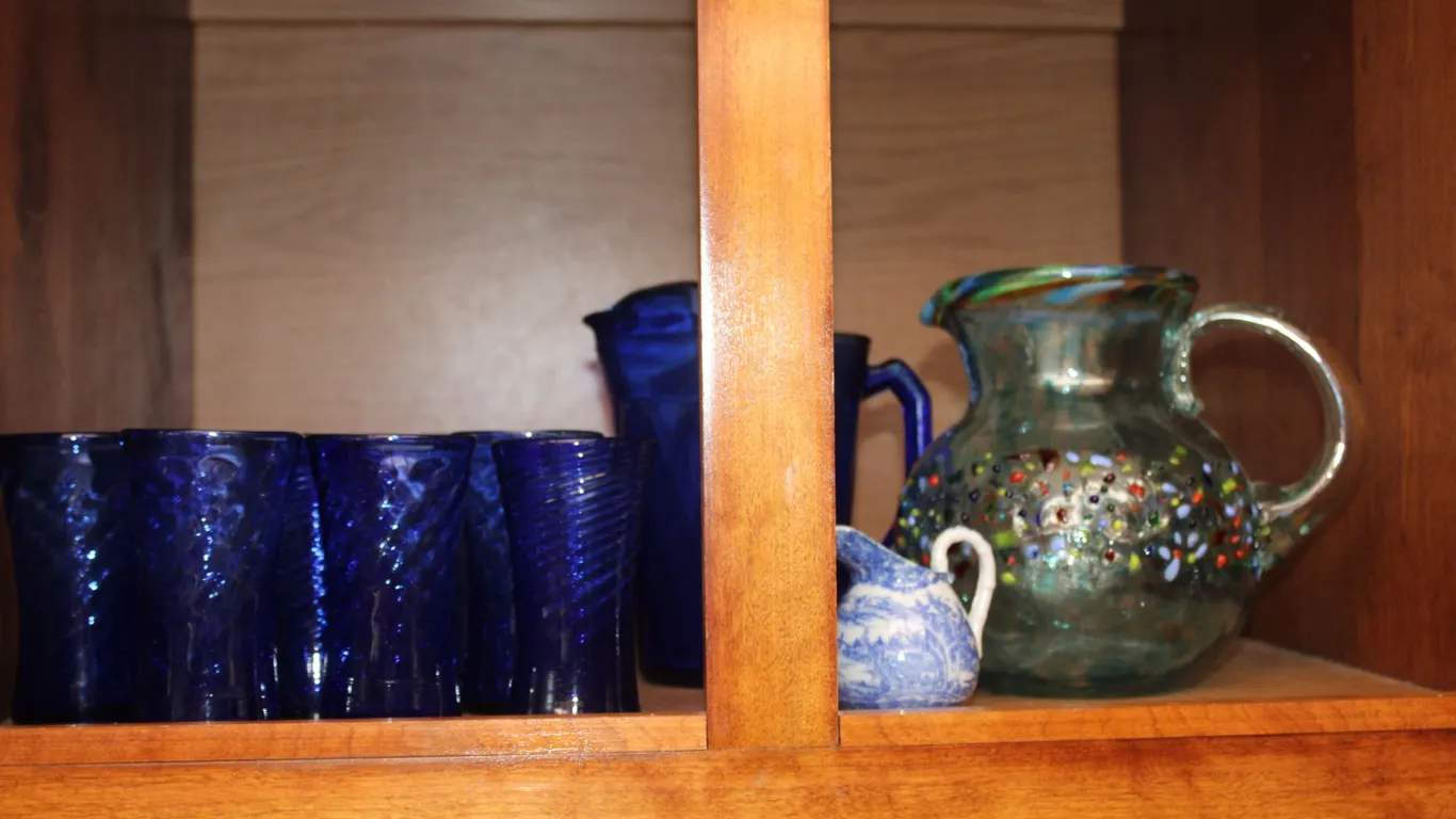 Blue Glassware and Creamer