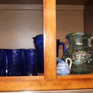Blue Glassware and Creamer