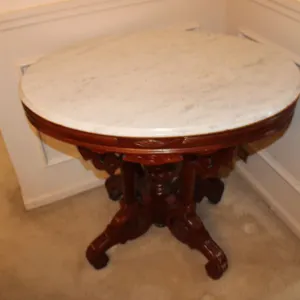 Antique Eastlake Victorian Marble Top Table