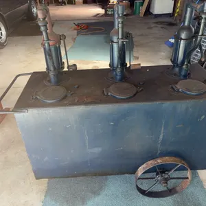 Vintage Three Compartment Gas Tank on Wheels