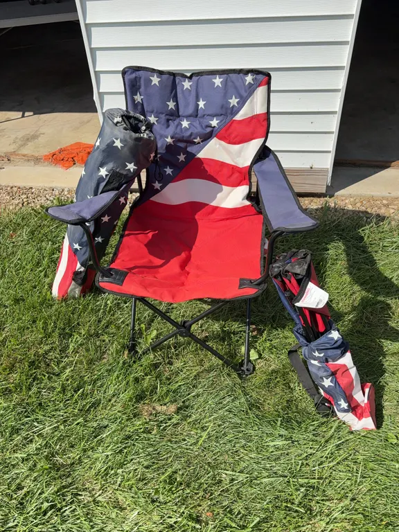 Two Patriotic Bag Chairs with Stand