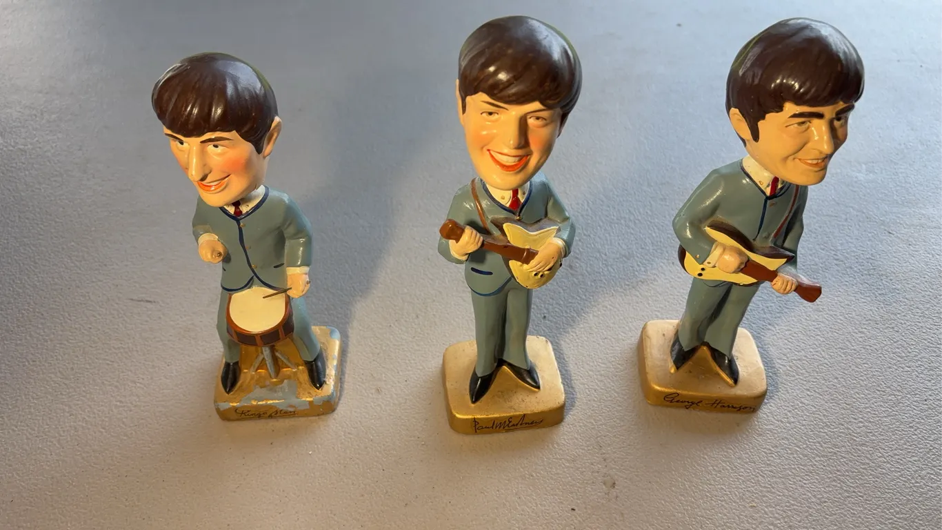 Three Beatles Bobble Heads Vintage
