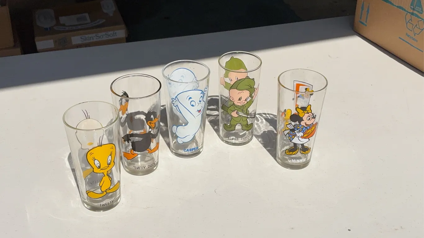Five Pepsi Character Glasses