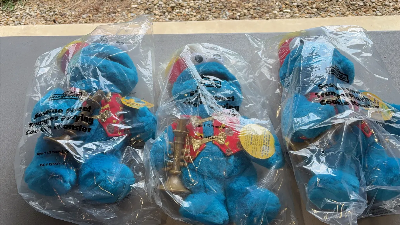 Three Cookie Monster Trumpet Players NIB