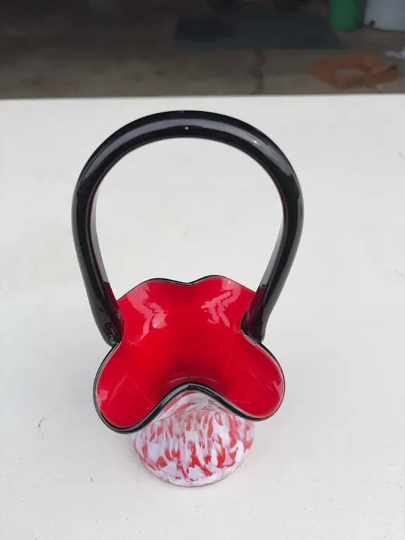 Czechoslovakian Red Case Glass Basket