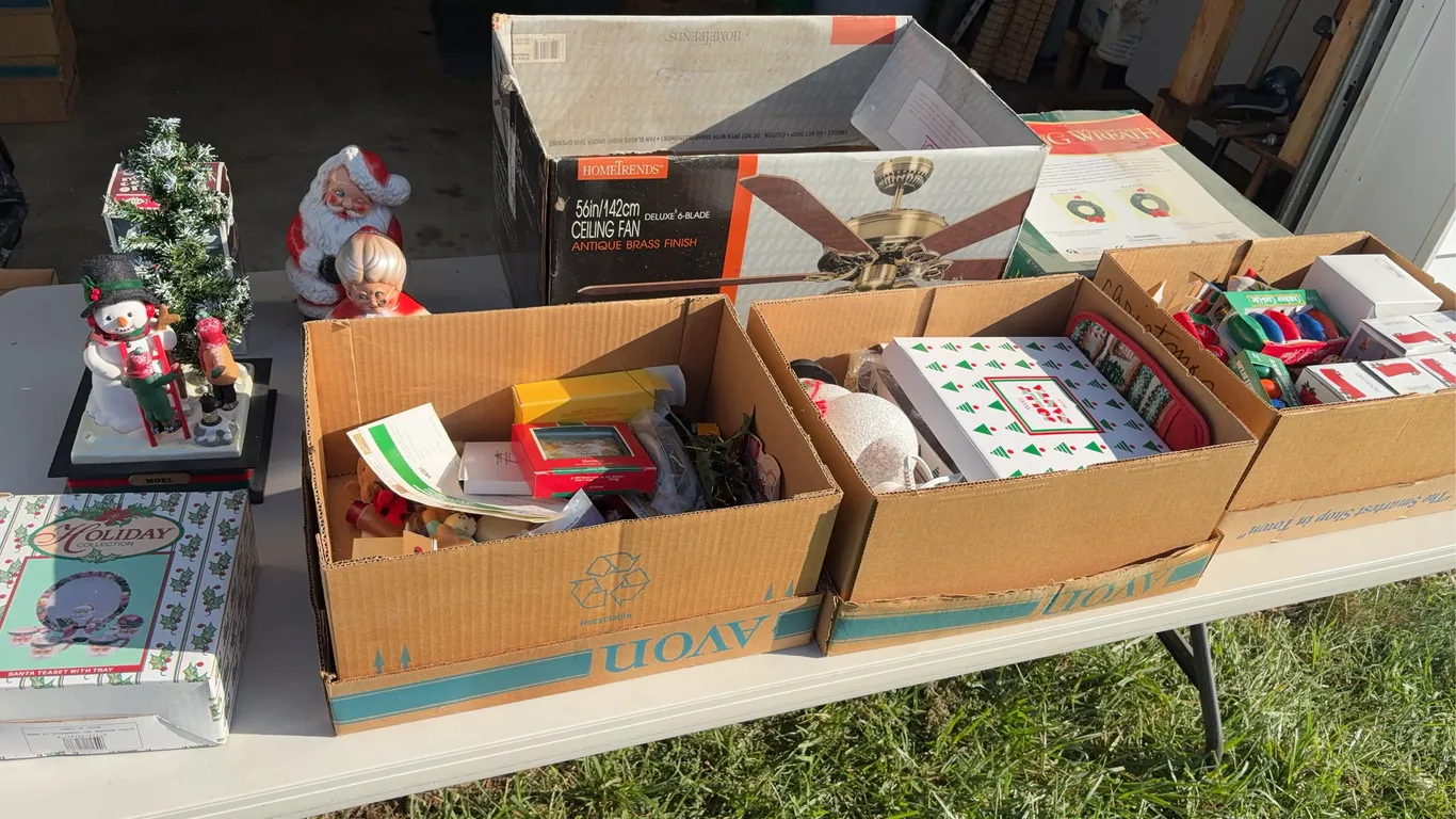 Five Boxes of Christmas Decorations