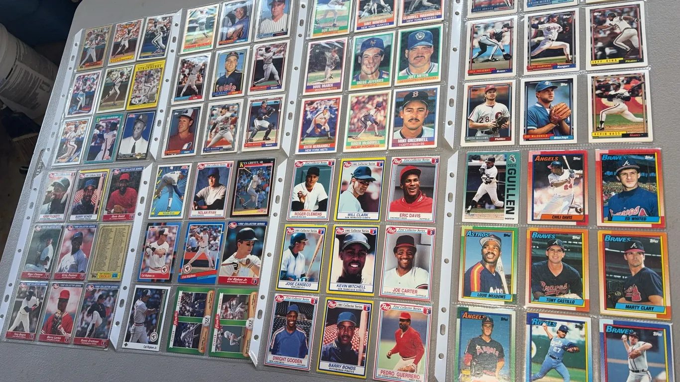 Eight Sheets of Baseball Cards