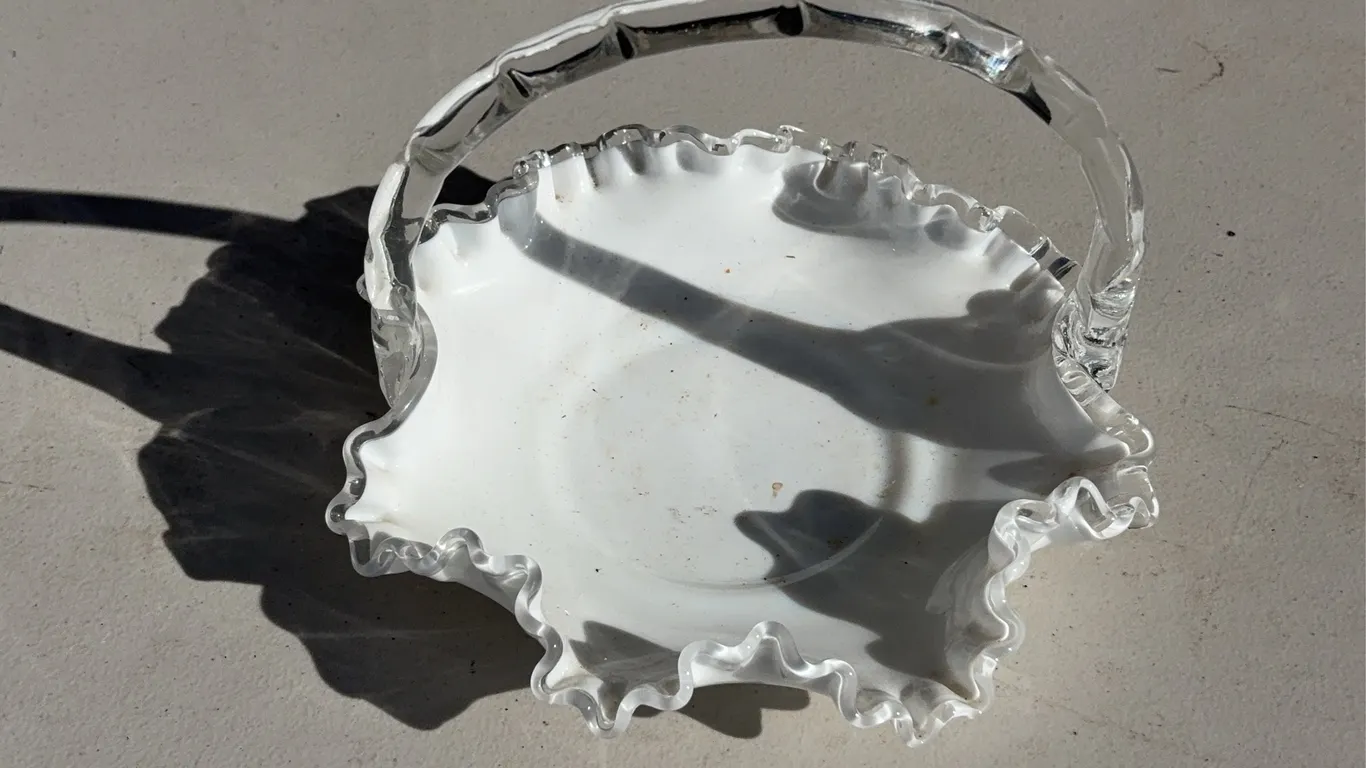 Milk Glass Silvercrest Basket