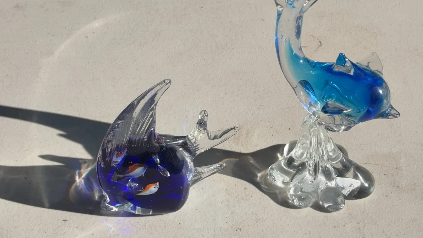 Art Glass Fish and Dolphin