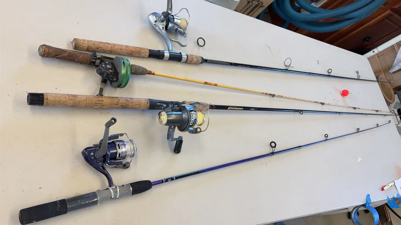 Four Fishing Rods with Reels