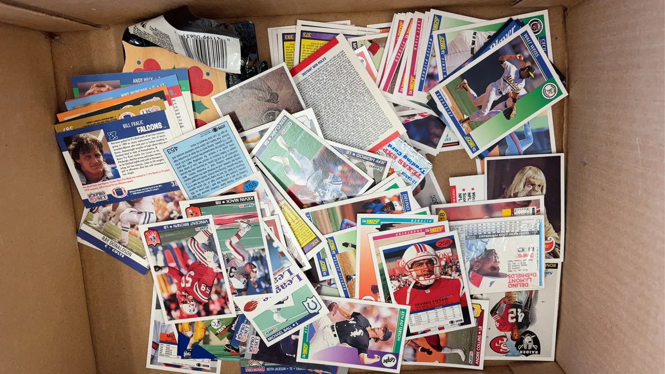Box with Mostly Loose Football Cards