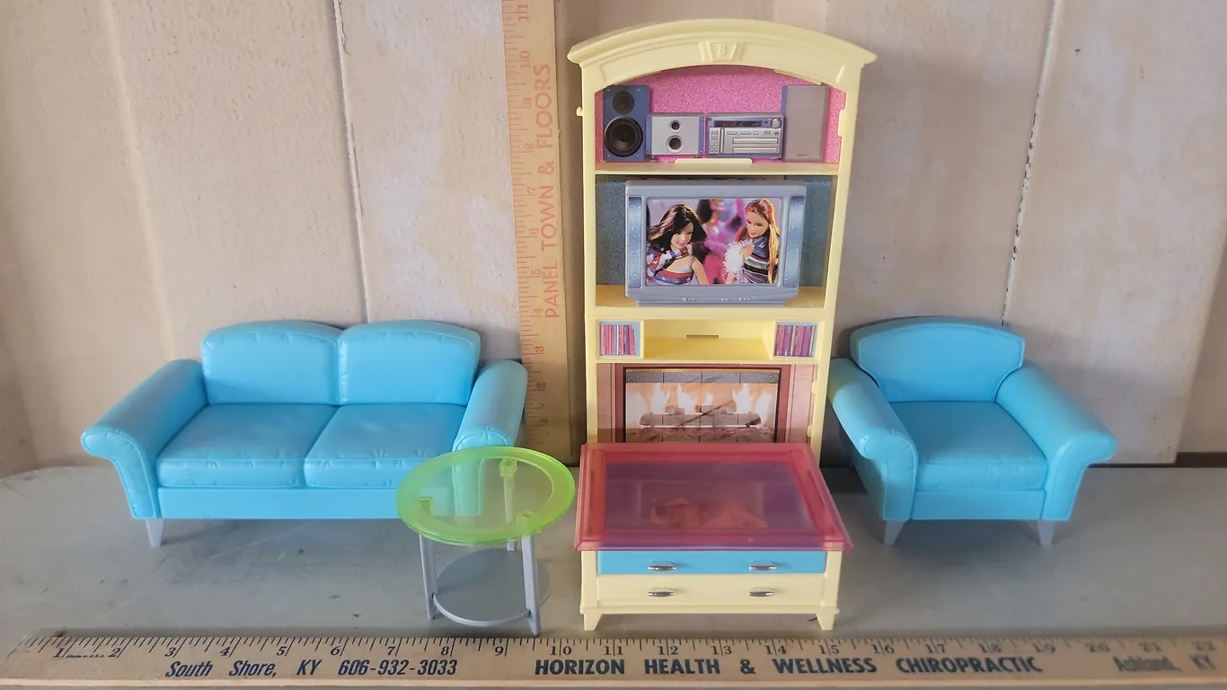 Mattel Barbie Couch, Chair, Coffee Table, End Table, & TV Stand