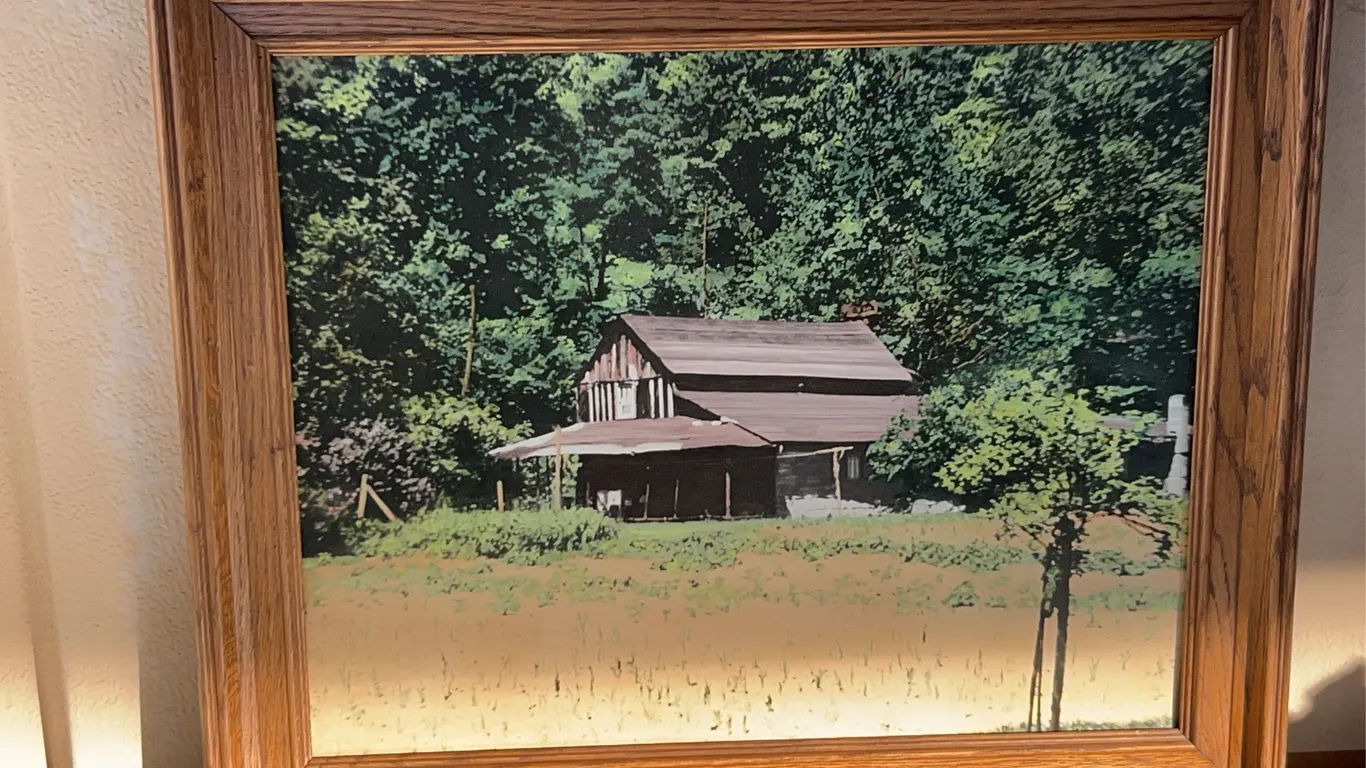 Vintage State Aerial Farm Statistics Inc. Marshal Oil Print 24"X20" Barn Scene