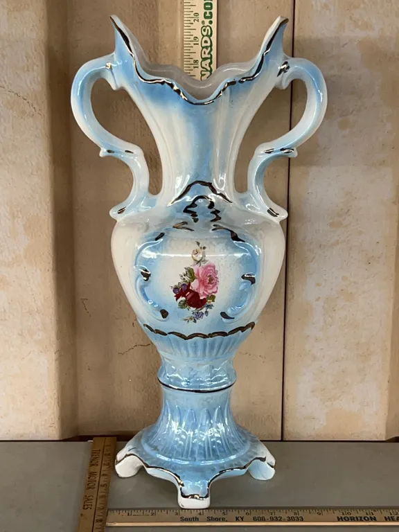 Vintage Ceramic Large Double Hand Vase 20.25" Tall