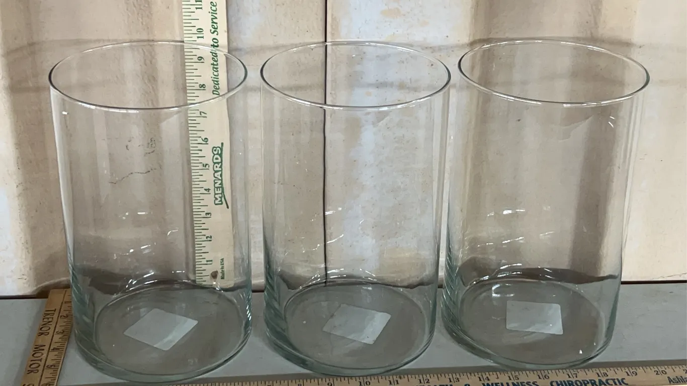 3 Cylinder Hurricane Vases 6"X9.75"