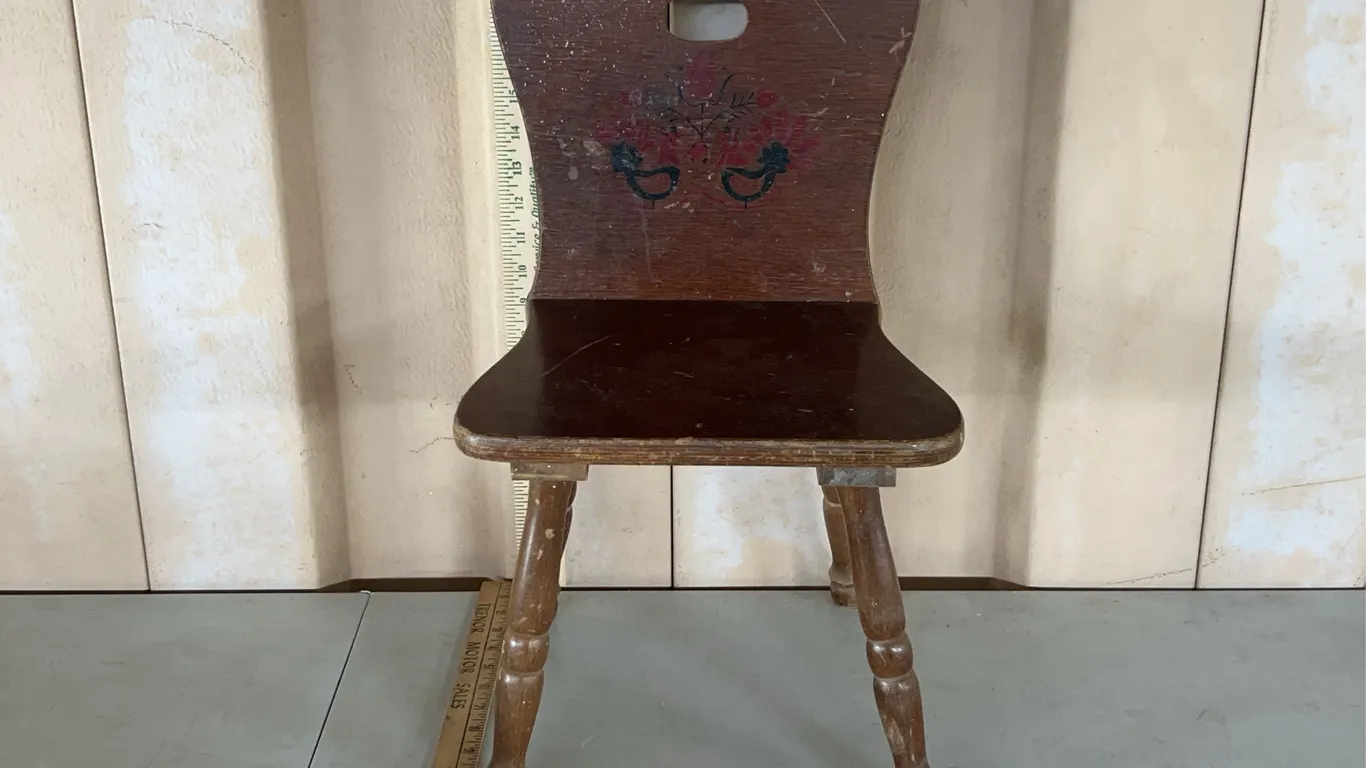 Vintage Chicken Painted Childs Wood Chair 11.5"X12.5"X19.5"
