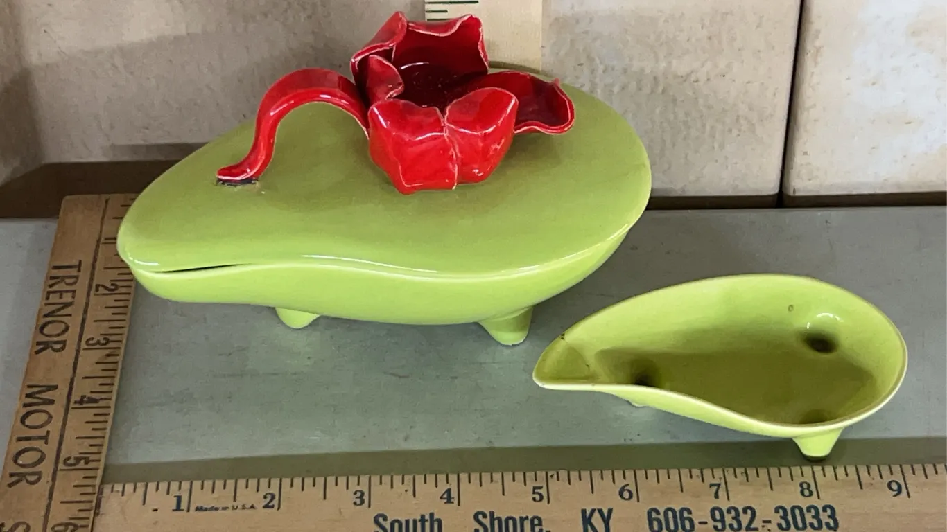 Vintage A.C. Davey Ceramics California Cigarette Trinket Dish/Ashtray, Small Dish Has Been Repaired