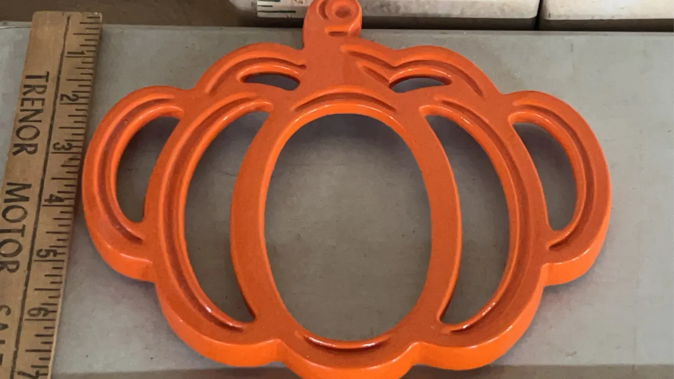 Cast Iron Pumpkin Trivet, Enamel Finish 7.75"X7.25"