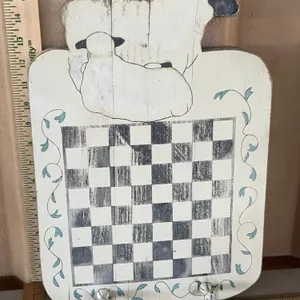 2003 Judy Phipps Sheep Checker Board Wall Decor W/Peg Hooks 11"X15.75"
