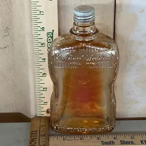 Vintage Golden Wedding Full Pint Glass Decanter Bottle