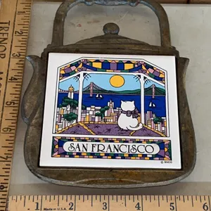 Vintage San Francisco Cast/Tile Trivet 5.5"X8" Teapot Shape