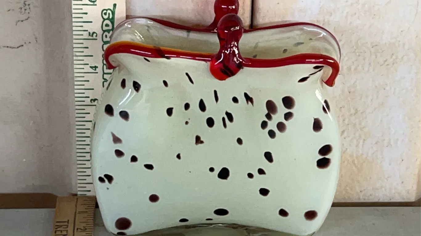Hand Blown Thick Glass Purse Vase 7"X2.25"X6.75"
