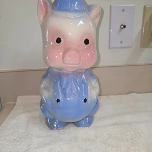 Vintage ceramic Anthropomorphic pig coin bank