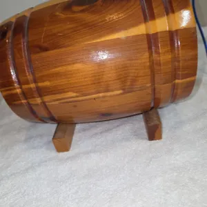 Vintage ye, old money barrel, wooden coinbank, made of cedar wood
