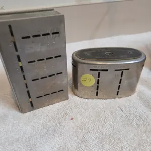 Vintage  metal coin counter banks with bank advertisements