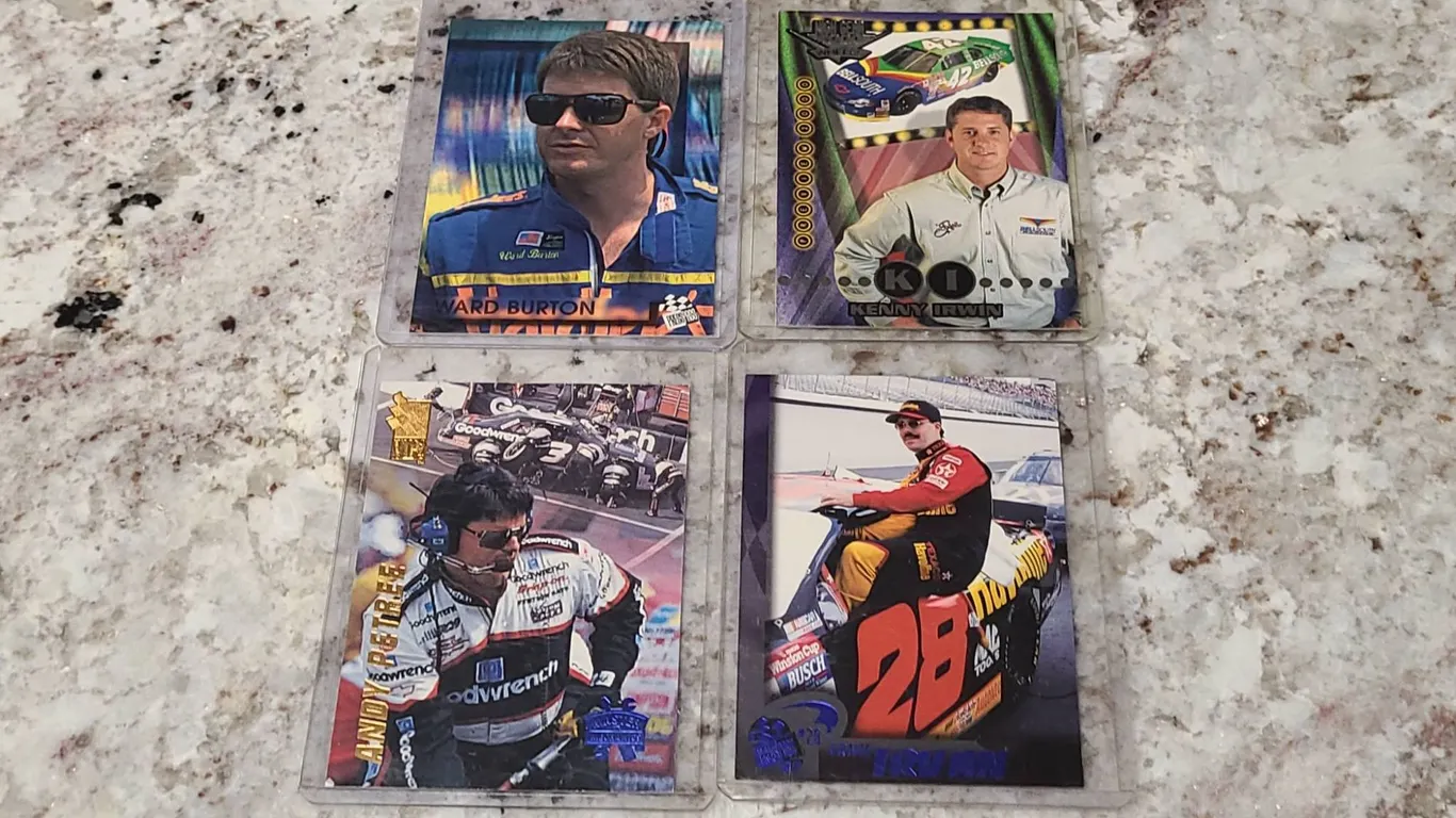 4 NASCAR Racing Trading Cards, Various Drivers and Crew