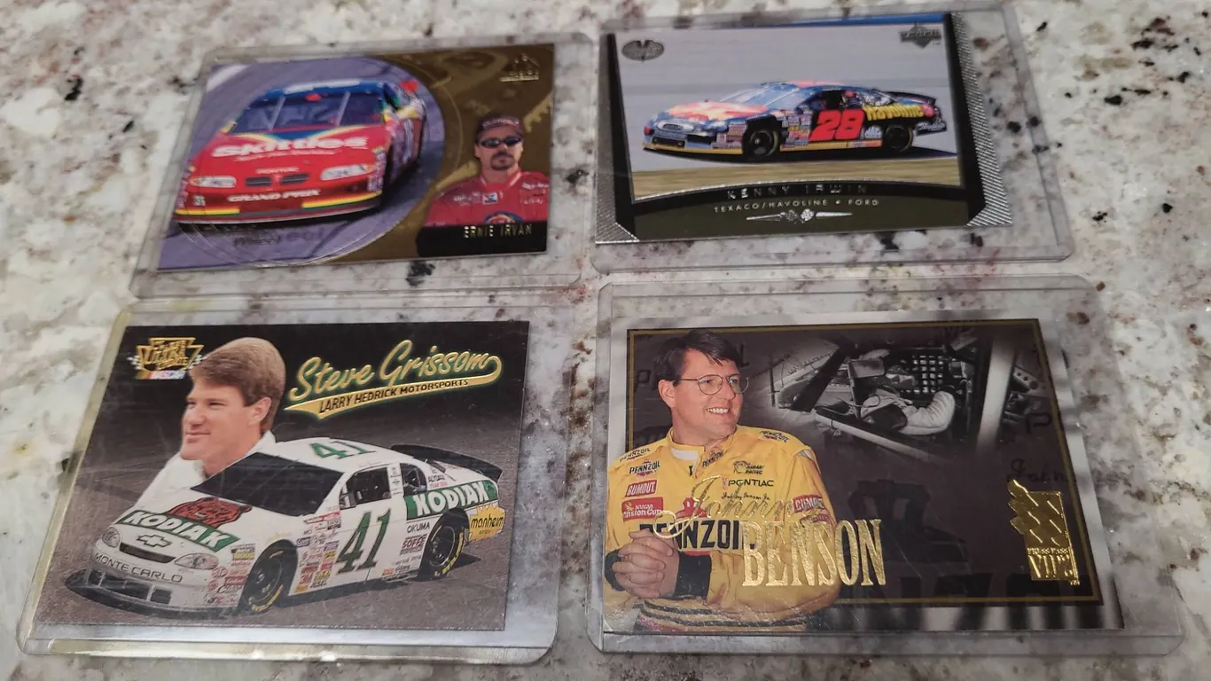 NASCAR Driver Trading Cards Set: Ernie Irvan, Kenny Irwin, Steve Grissom, Johnny Benson