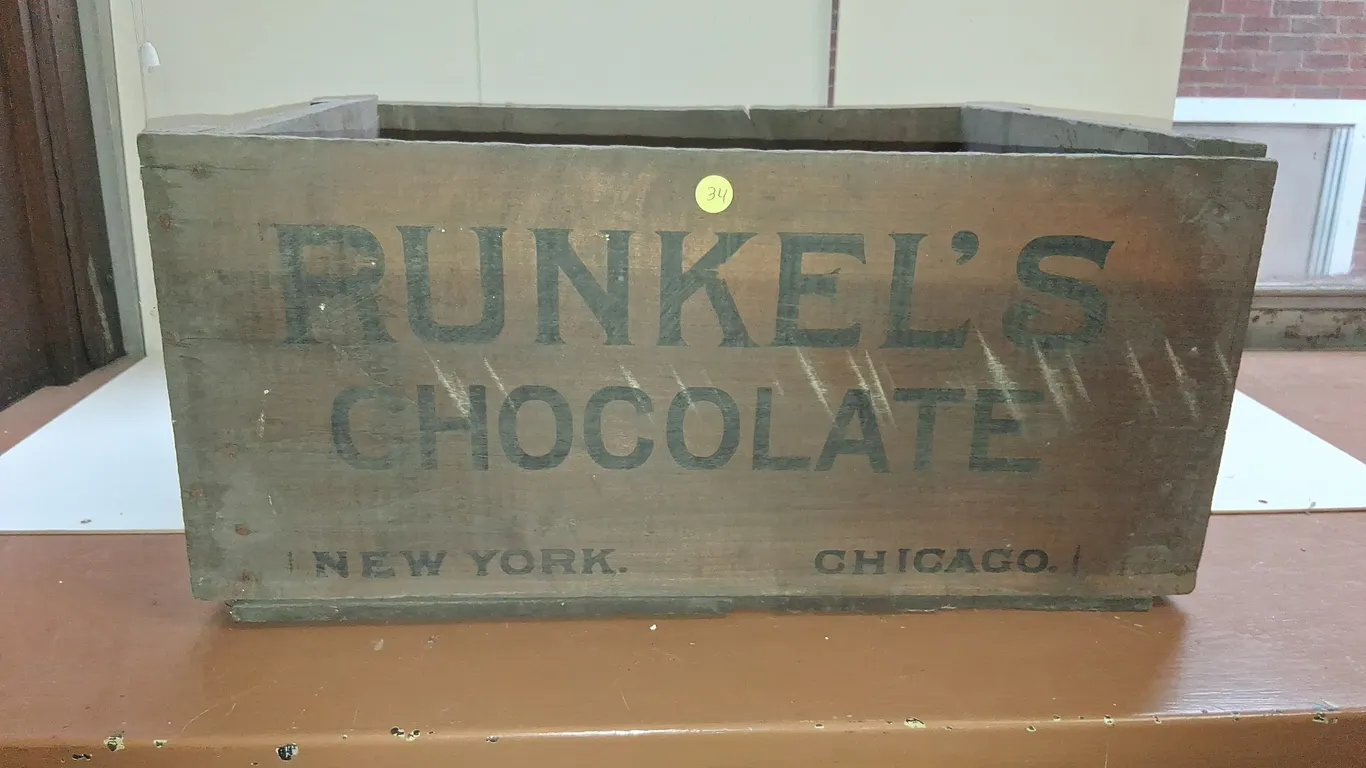 Vintage Runkel's Chocolate wooden Shipping crate