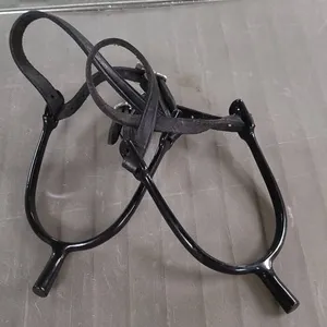 Black Metal English Riding Spurs with Leather Straps