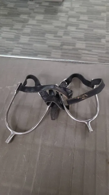 Vintage Metal Riding Spurs with Leather Straps