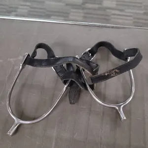 Vintage Metal Riding Spurs with Leather Straps