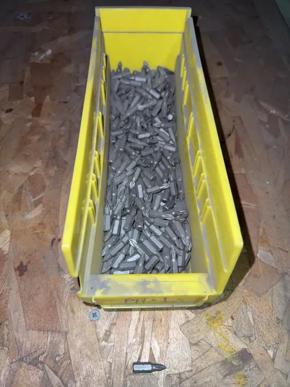 Bin of PH 1 Phillips head bit drivers