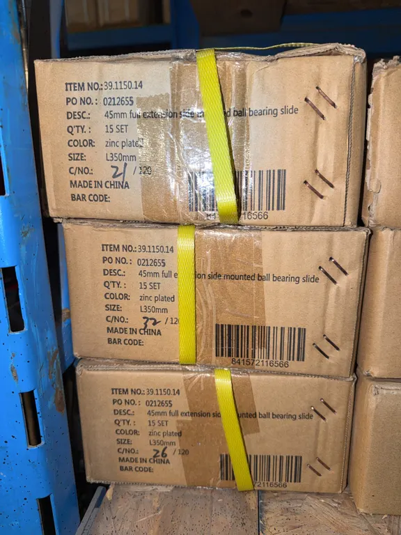 3 box’s of 15 45mm full extension side mounted ball bearing slides